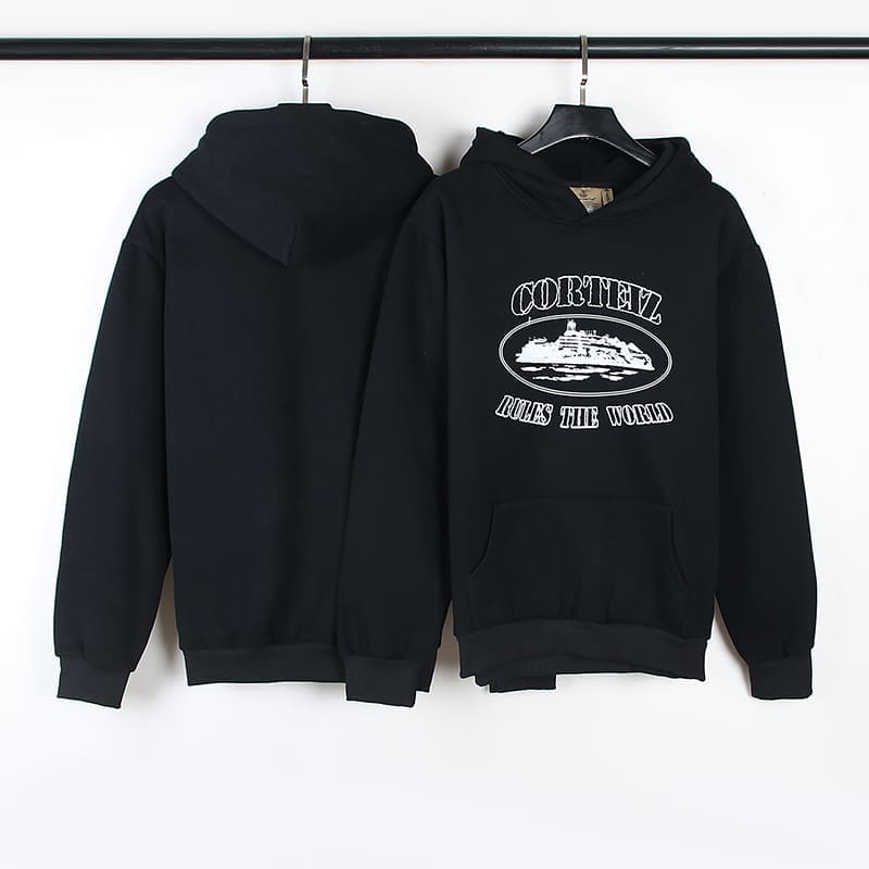 Corteiz Devil Island Letter DRILL Style Hooded Pullover Hoodie
