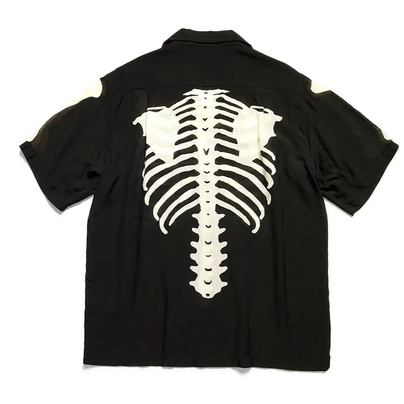Kapital22Ss Hida Hehong Bone Print Cuban Collar Shirt