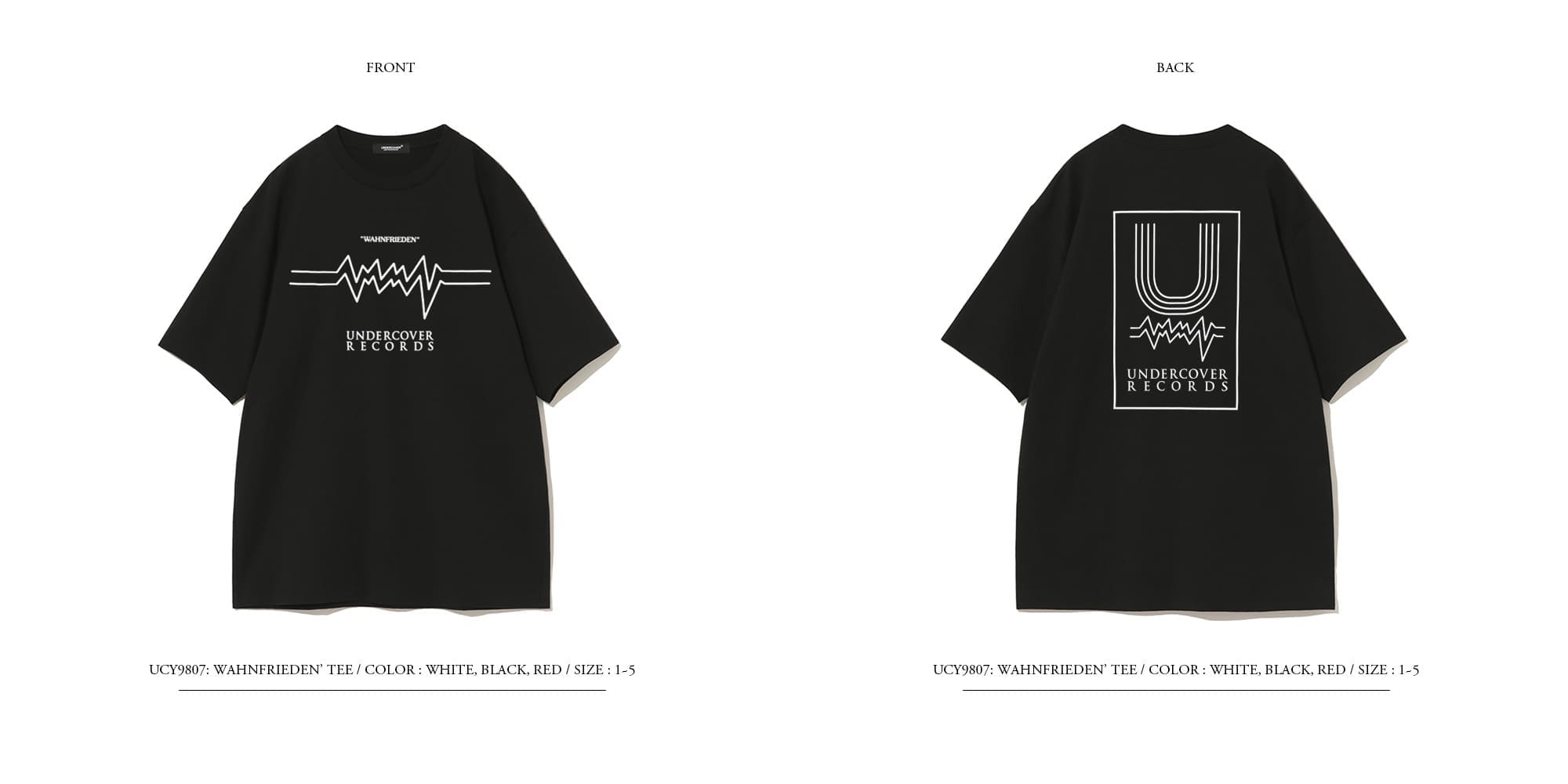 Undercover Radio Wave Print Japanese Retro Washed Short Sleeve T-Shirt for Men and Women