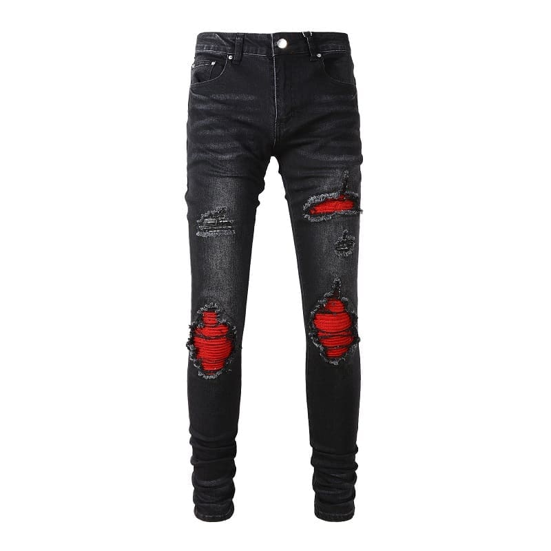 Xingx Patchwork Ripped Jeans 4