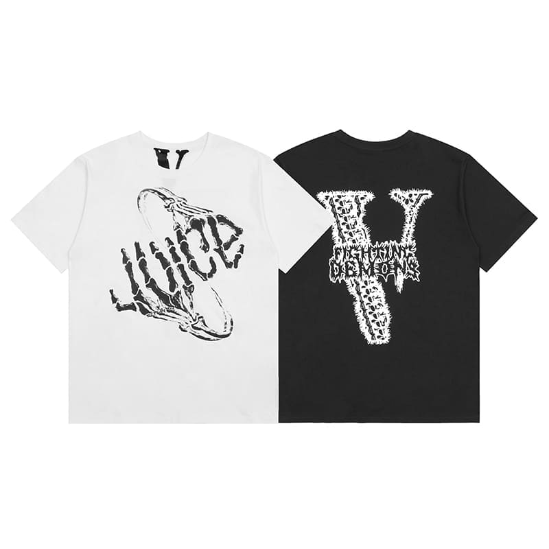 VLONE FOG Juice WRLD Fighting Demous Bones Hand Bone Short Sleeve Tee