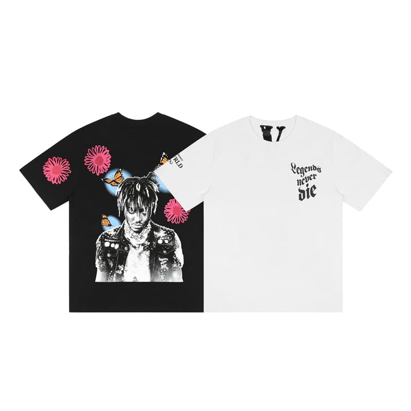 VLONE FOG Juice WRLD Floral Figure Printed High Street Short Sleeve T-Shirt