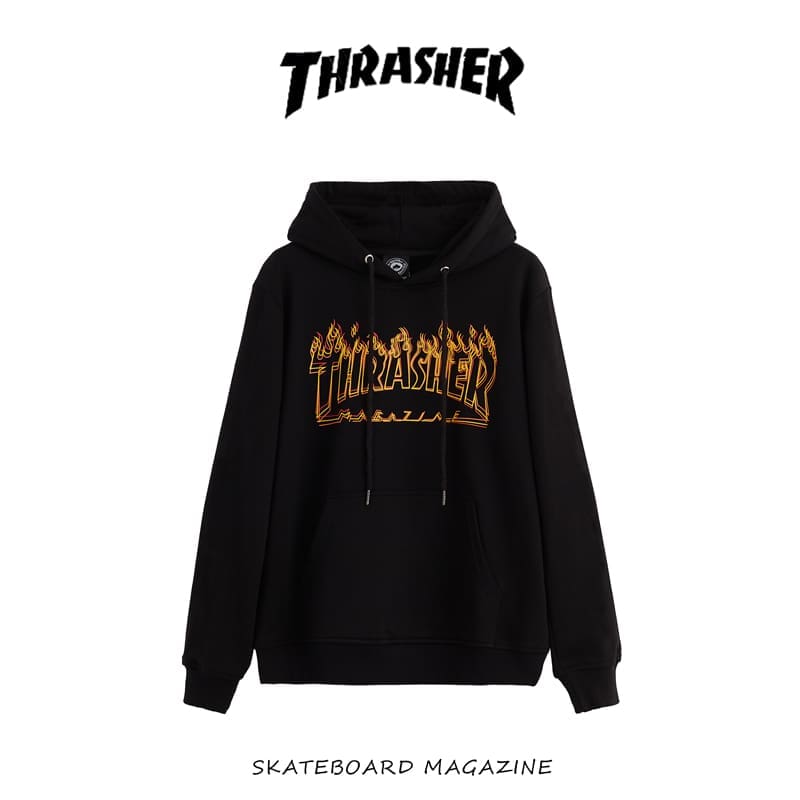 Thrasher Flame Hooded Pullover Fleece-Lined Sweater