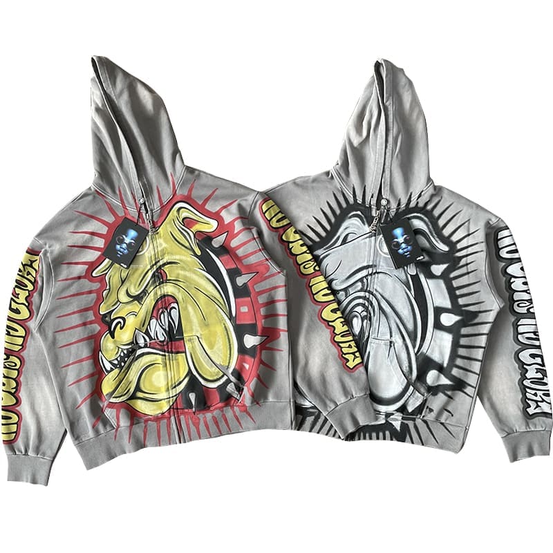 H*lst*r studios bull dog zip up hoodie