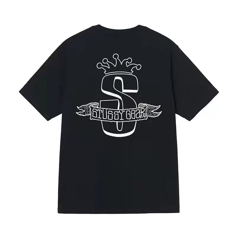 Stussy Crown Surfing Print Short Sleeve T-Shirt for Men and Women