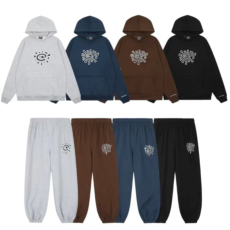 ADWYSD Maychao Sun Roll Velvet Padded Hooded Sweatshirt and Sweatpants Set for Men and Women