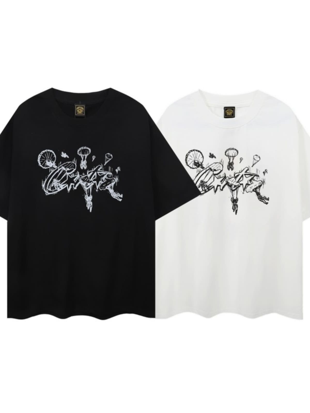 Corteiz Devil Island Summer Cotton Casual Loose Round Neck T-Shirt for Men and Women