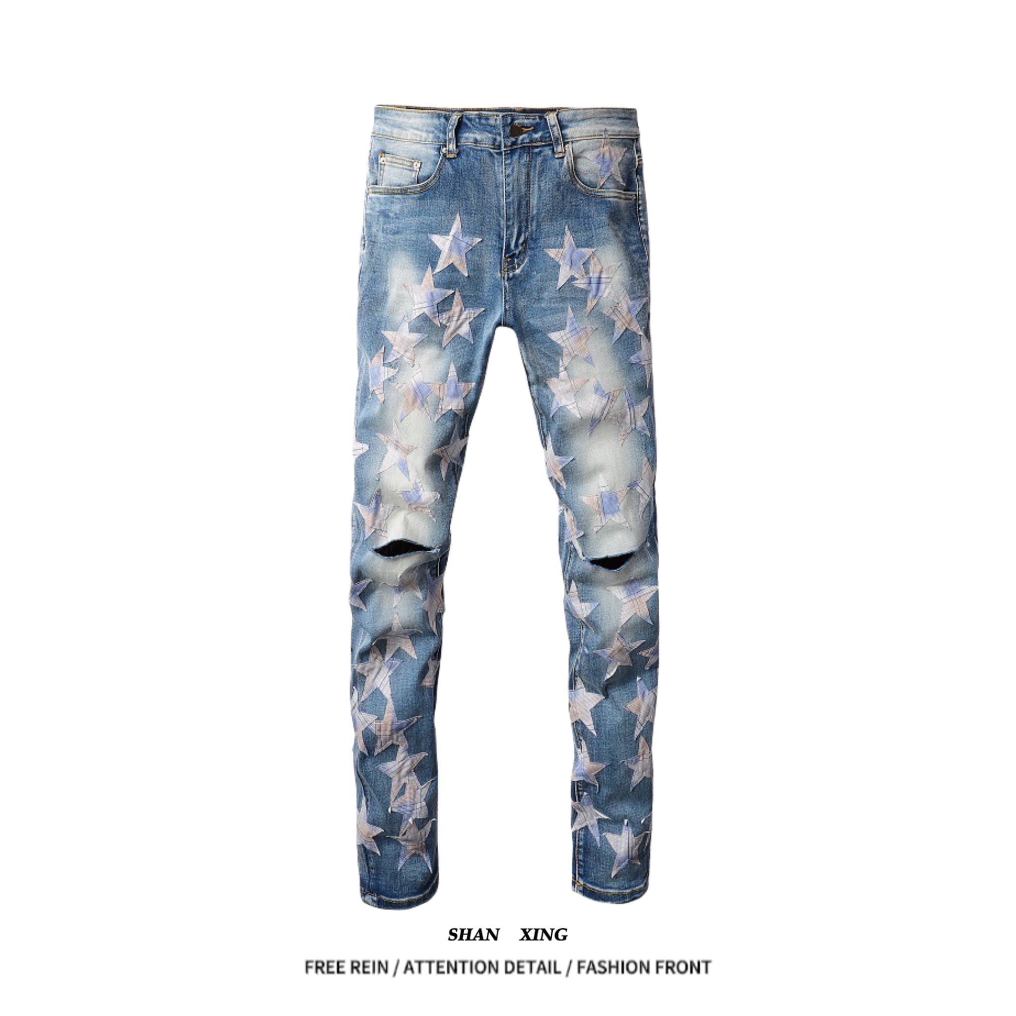 Xingx Patchwork Ripped Jeans 4