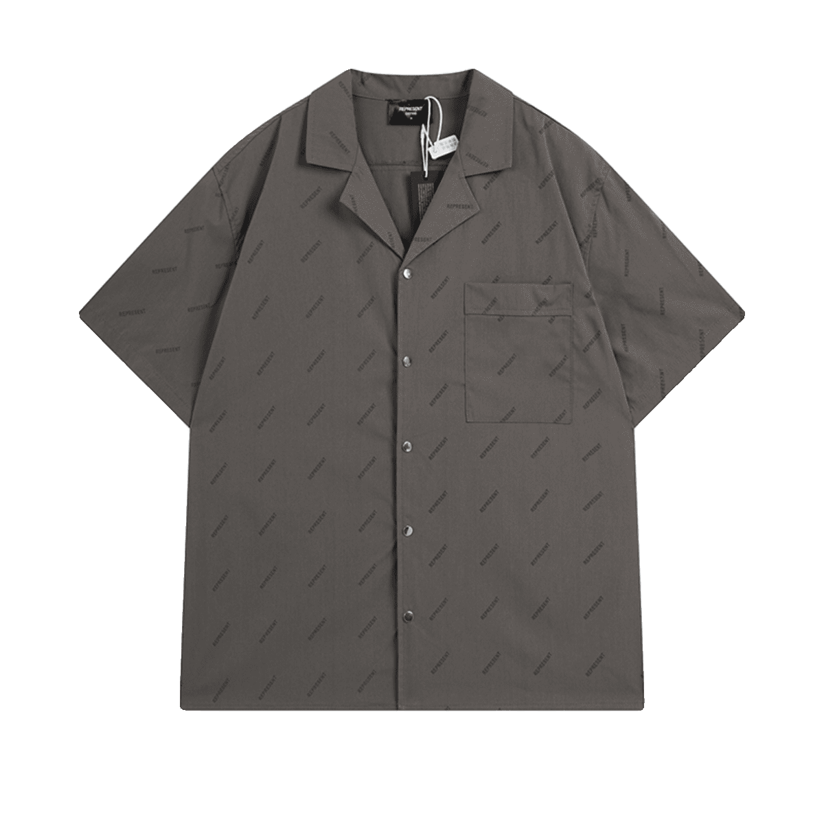 Represent Cuban Collar Letter Printed Short Sleeve Casual Shirt for Men and Women