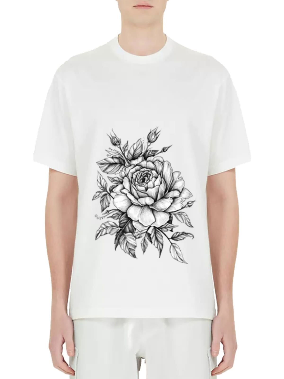 Yohji Yamamoto Sketch Rose Print Tee