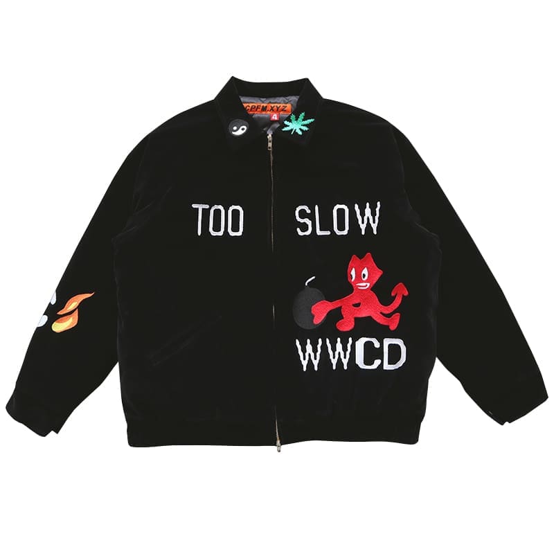 Cpfm.Xyz Suede Embroidery Souvenir Jacket