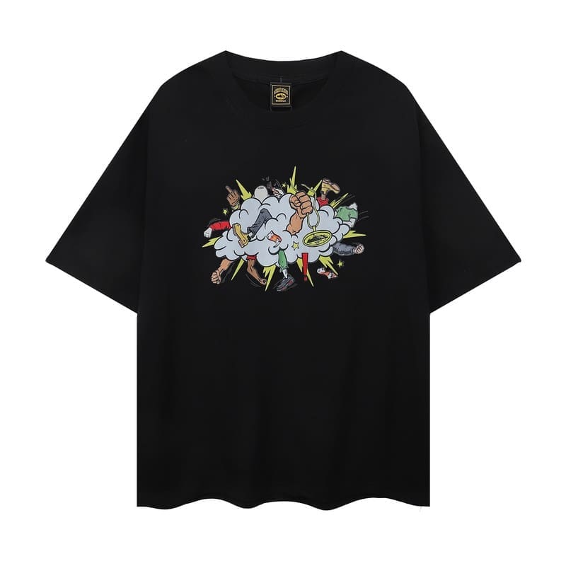 Corteiz Devil Island Graffiti Print T-Shirt for Men and Women High Street Retro Style