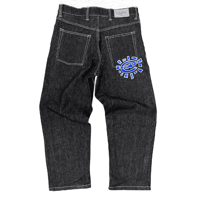 ADWYSD Sun Roll Basic Denim Pants High Street Casual Wash for Men and Women