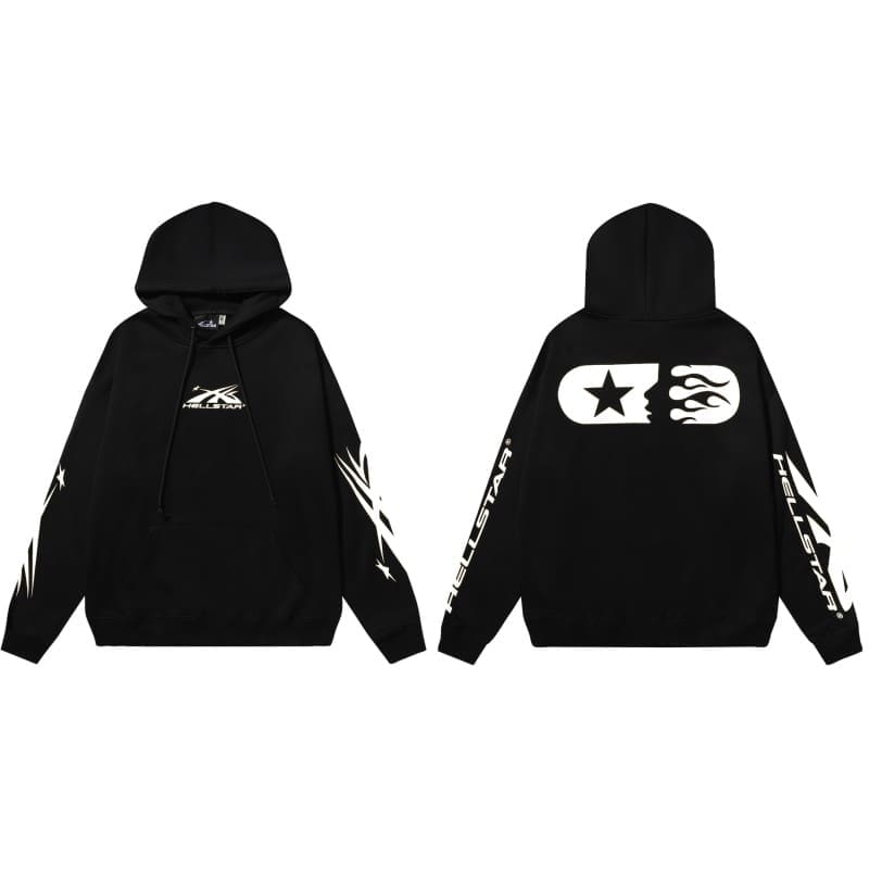 H*lst*r mud print hooded sweater