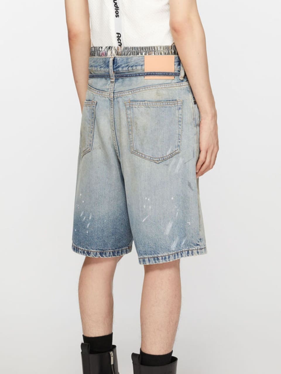 Acne Studios Handmade Splash-Ink Mud Dyed Washed Denim Shorts for Men