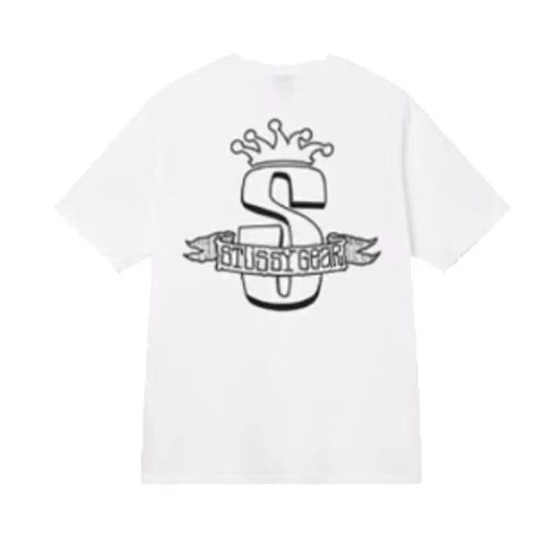 Stussy Crown Surfing Print Short Sleeve T-Shirt for Men and Women