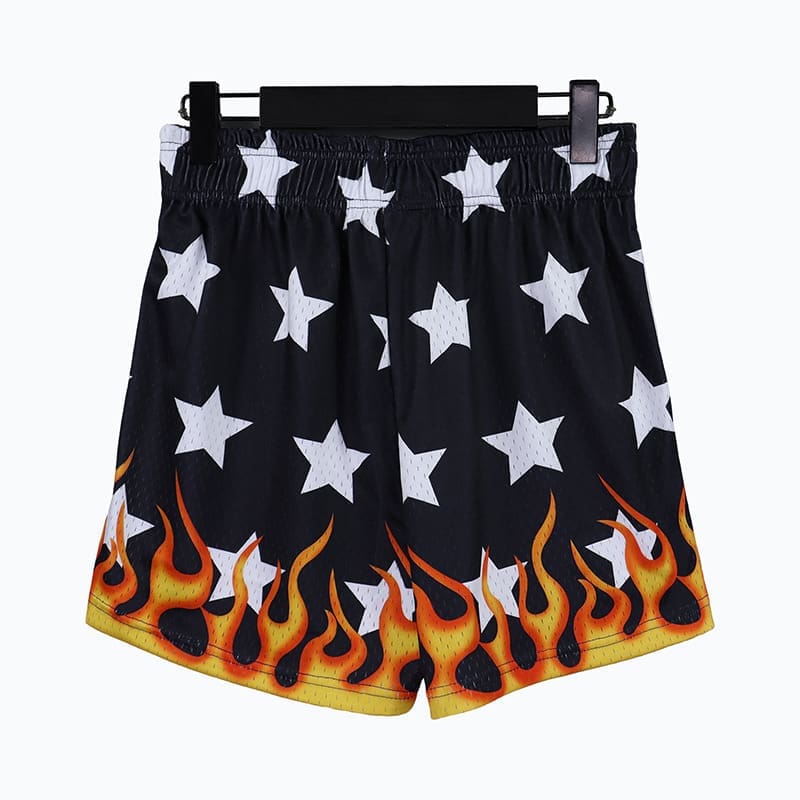 Eric Emanuel Flame Digital Print Loose Basketball Shorts for Men