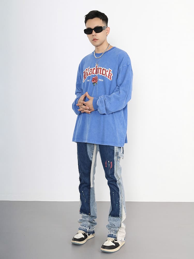 Gallery Dept Splash-Ink Contrast Bell-Bottom Jeans