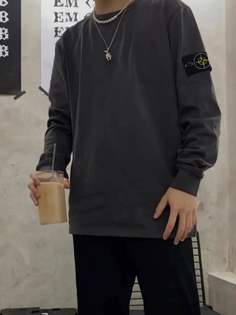 Stone Island Basic Style Washed Long Sleeve Tee