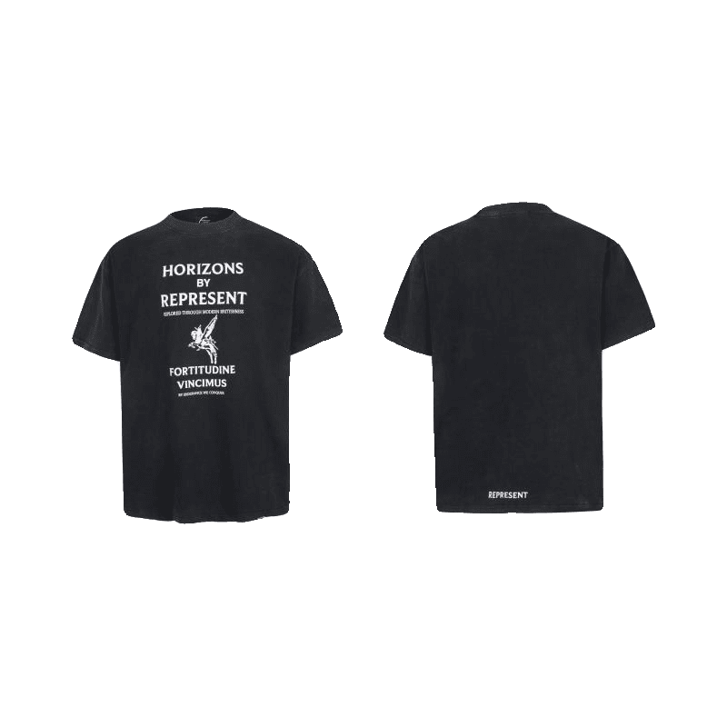 Represent Pegasus Print Retro Washed Distressed Short Sleeve T-Shirt