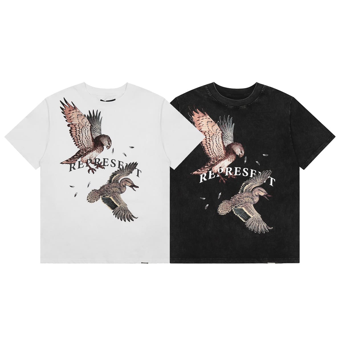 Represent Retro Washed Distressed Lark Print Loose American Casual T-Shirt