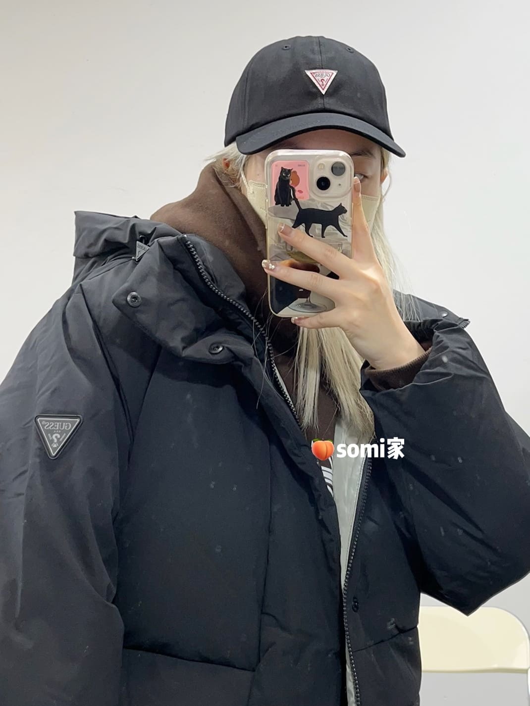 Somi Home Korea Direct Mail Guess Inverted Triangle Denim Baseball Cap