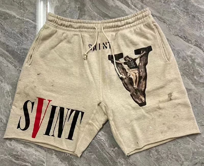 Saint Michael Vlone Washed Distressed Retro Shorts for Men