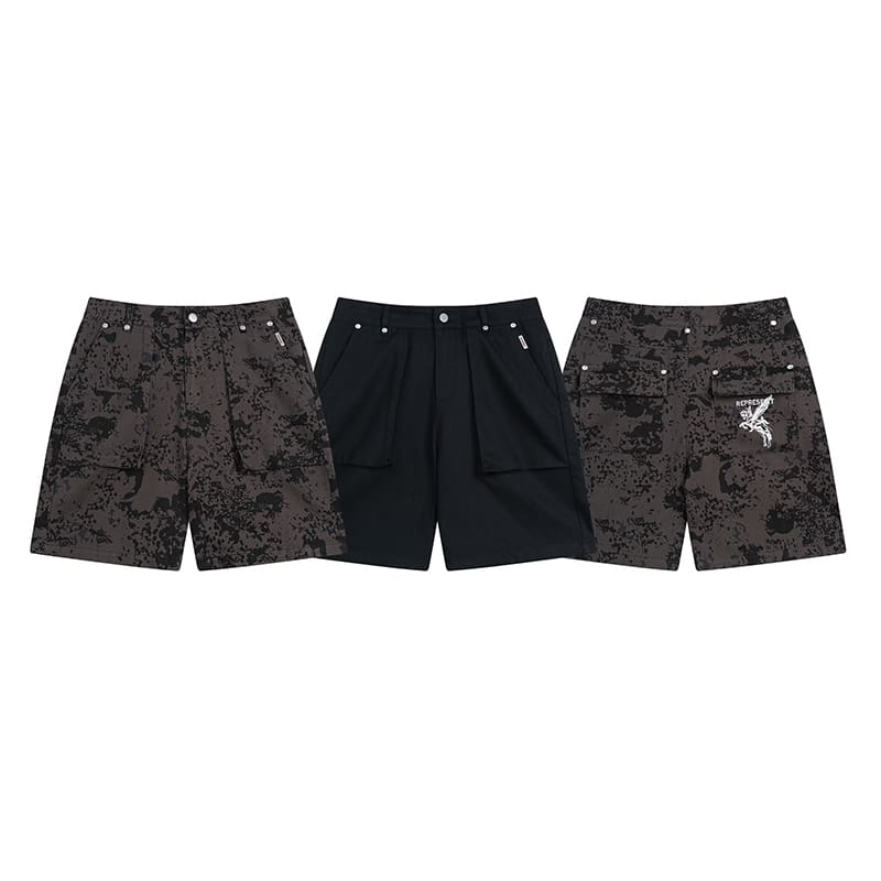 Represent Camouflage Workwear Shorts with Big Pockets for Men and Women