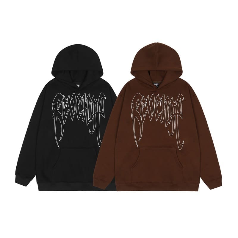 Revenge Fleece-Lined Letter Print Hoodie