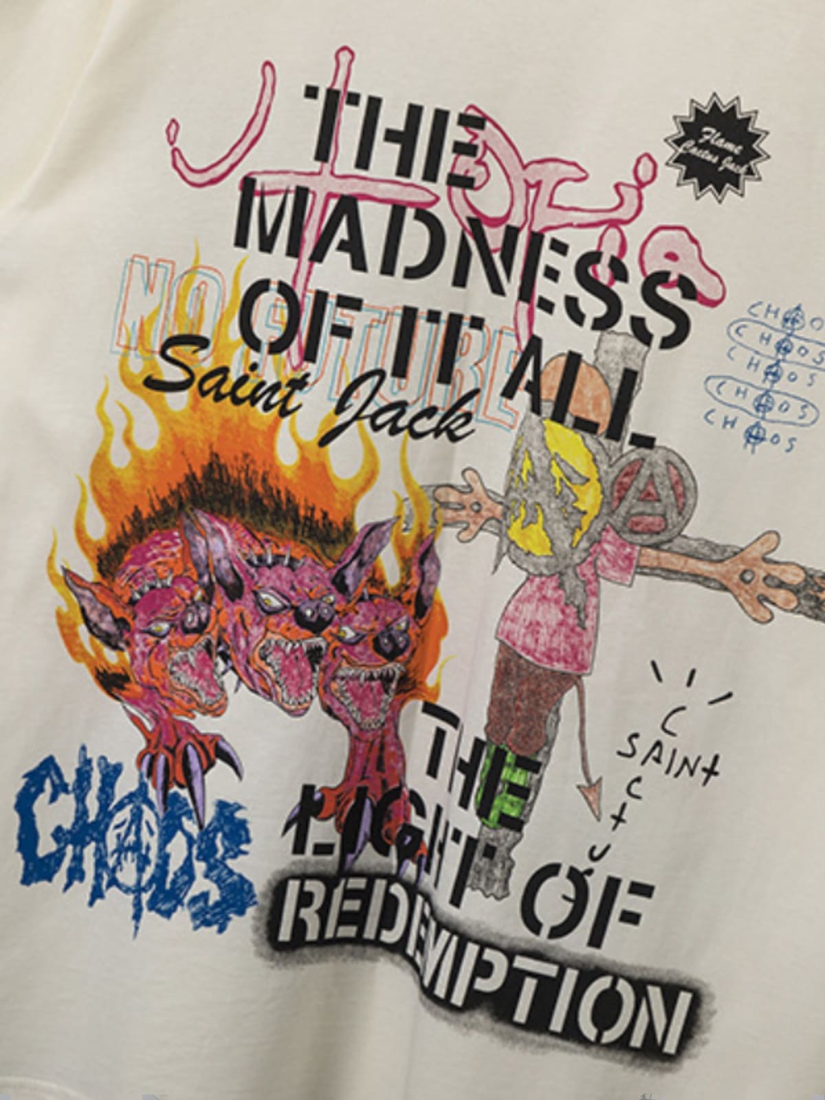 Travis Scott x Saint Michael Hellhound Round Neck Short Sleeve T-Shirt for Men