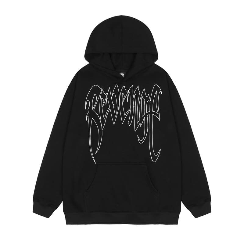 Revenge Fleece-Lined Letter Print Hoodie