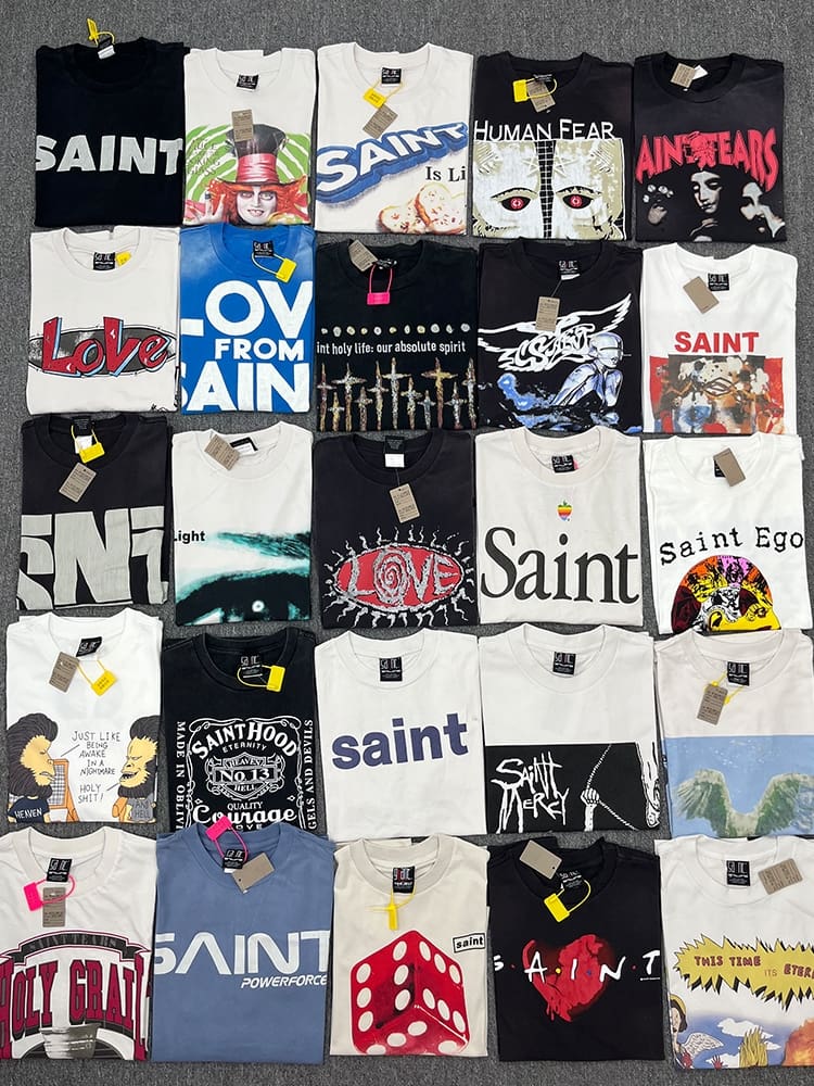 Saint Michael Distressed Retro Washed Vintage T-Shirt Fashion Collection