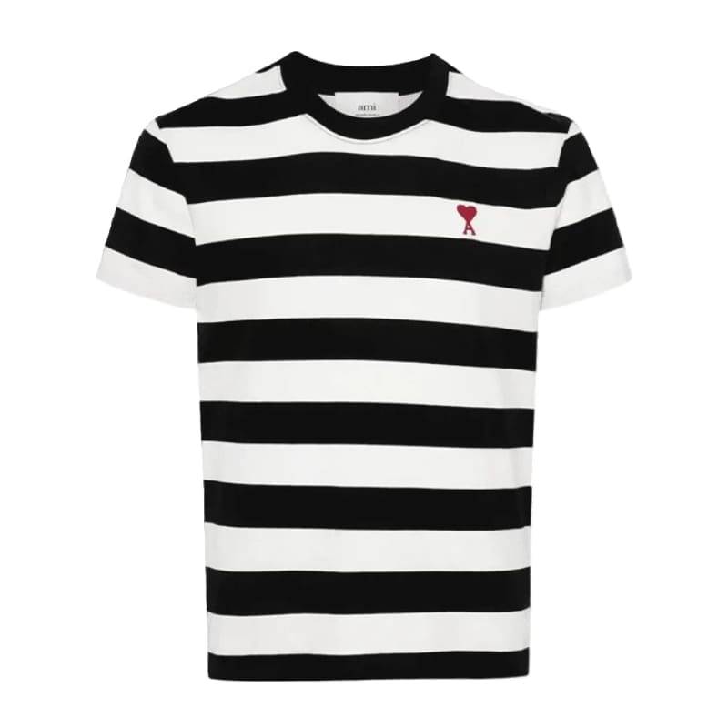 Ami Small Heart Striped Short Sleeve Tee