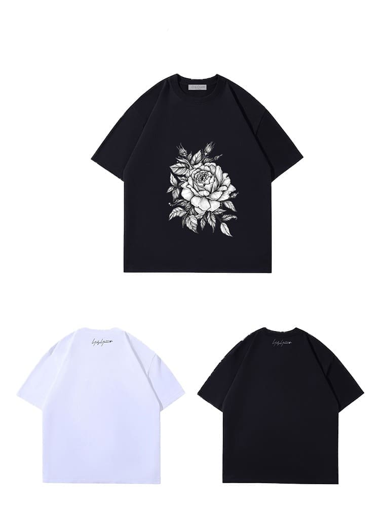 Yohji Yamamoto Sketch Rose Print Tee