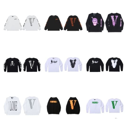 VLONE Large V Long Sleeve Undershirt for Men and Women Autumn Winter
