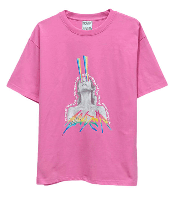 Marcelo Burlon MB Wings Rainbow printing short sleeve