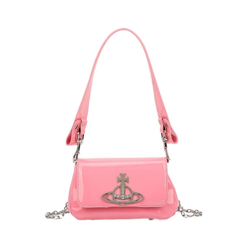 Vivienne Westwood Crocodile Pattern Small Square Bag Saturn Chain Shoulder Bag