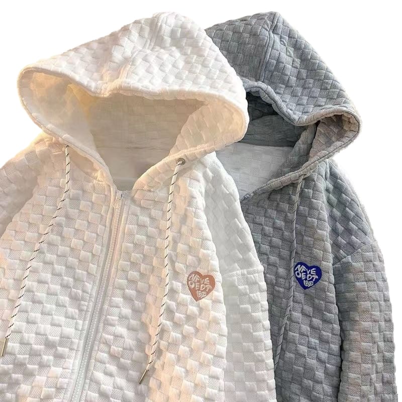 Waffle Knit Hoodie Women’s Loose Cardigan Korean Style