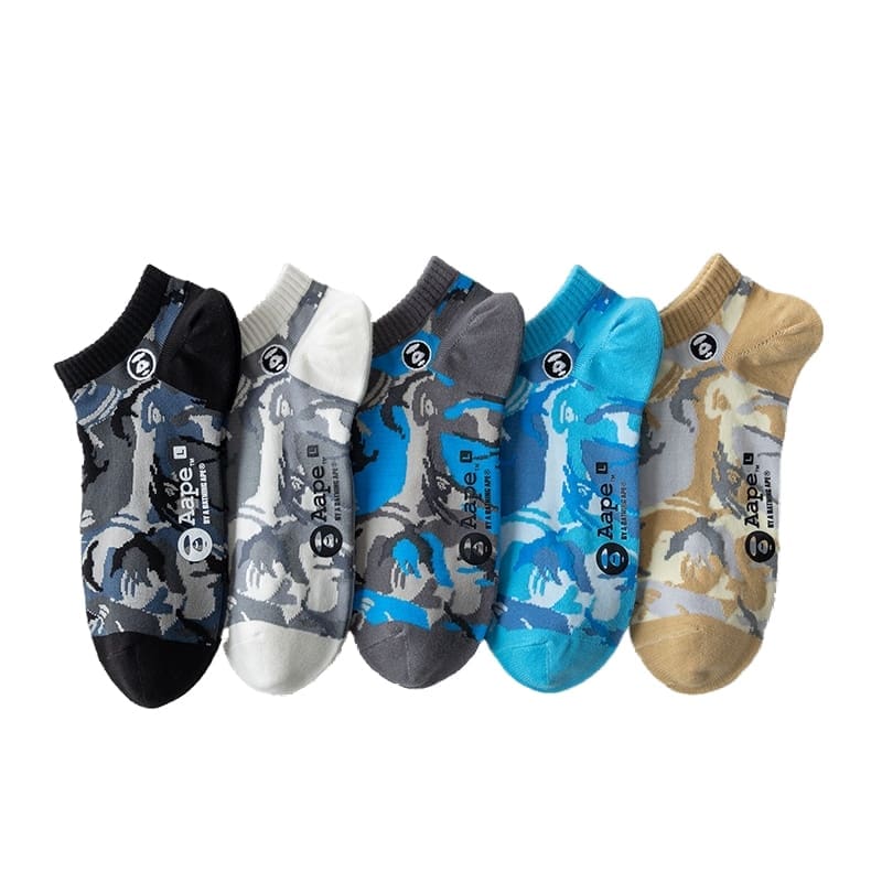AAPE Summer Street Socks Camouflage Printed 5 Pairs Set for Men
