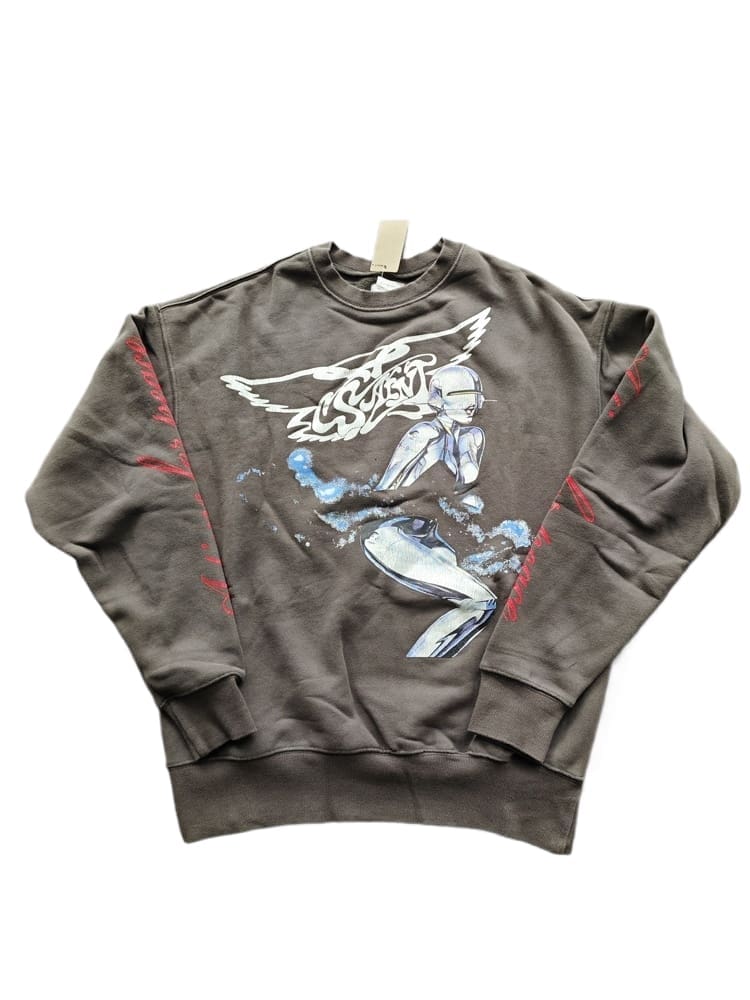 Saint Michael Kongshan Ji Retro Fleece-Lined Crew Neck Sweater for Men