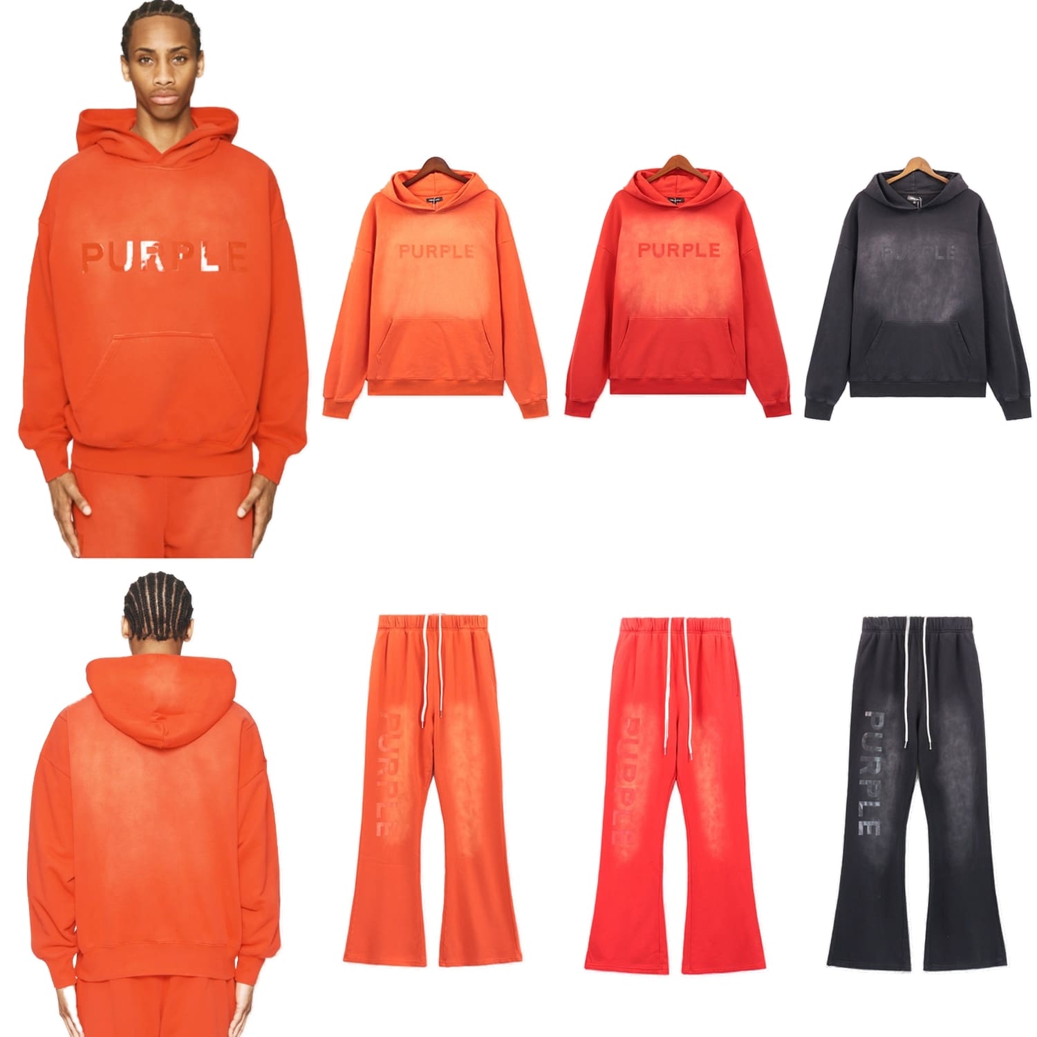 pu*re b*and creative logo print washed hooded sweater high street style