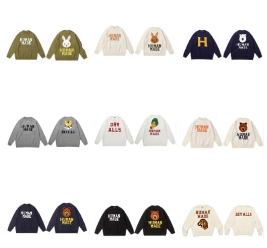 Hvm*n M*de cartoon jacquard sweater niche trendy round neck for couples