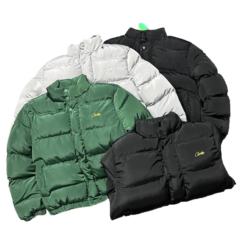 Corteiz Embroidered Thick Stand Collar Cotton-Padded Coat for Men