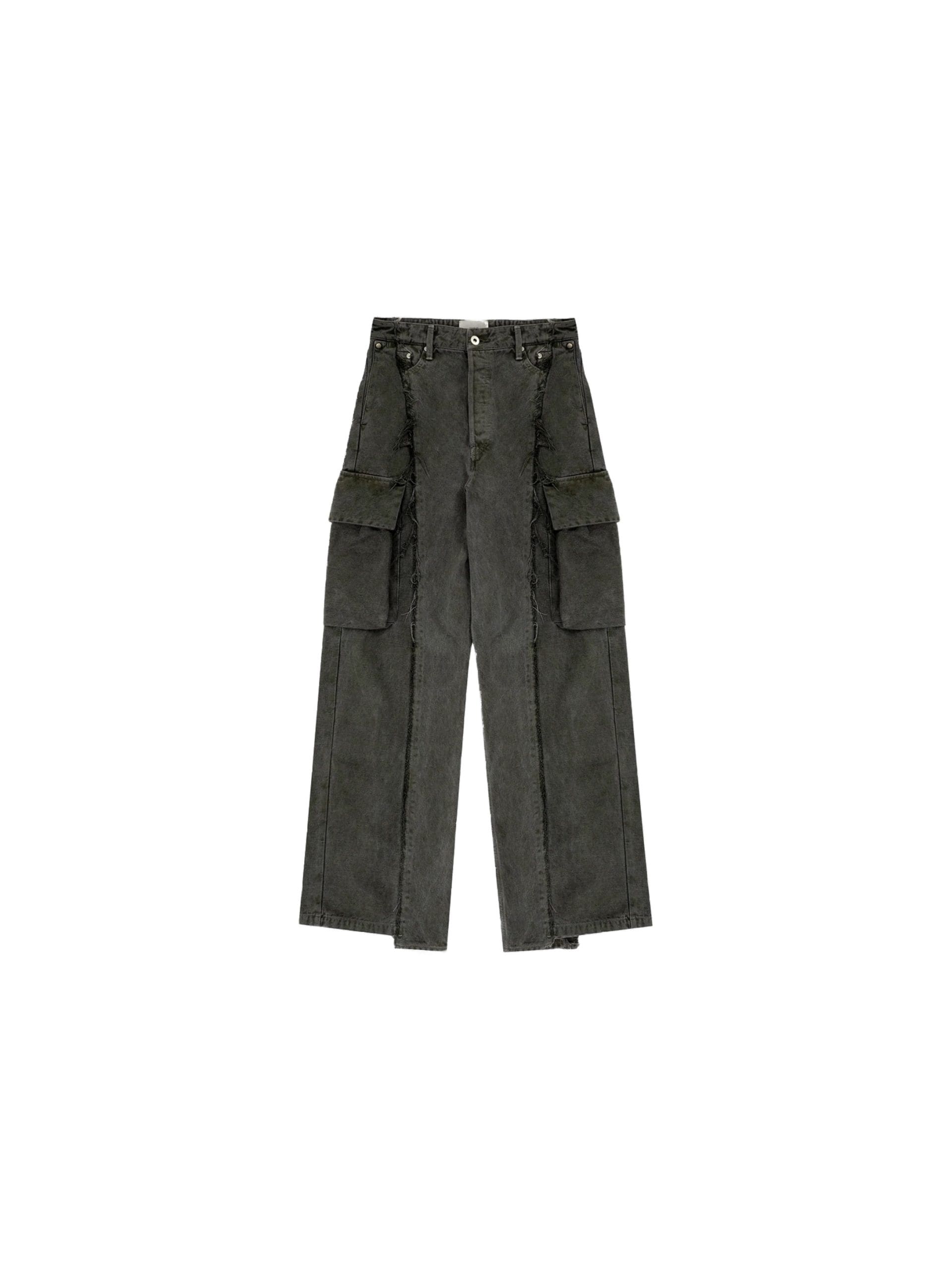 vujade007 jeans stitching multi-pocket trousers washed distressed pants men Kenijima