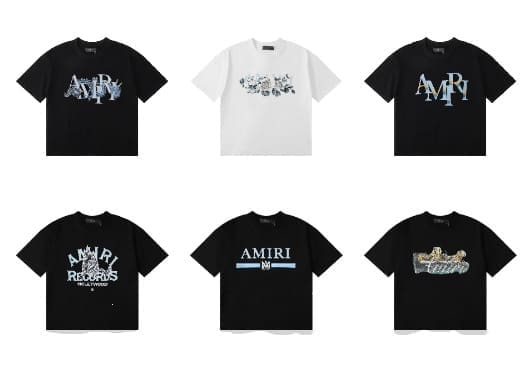Amiri Fashion Solid Color High Street T-Shirt Retro Loose Fit A