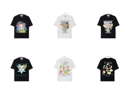 Casablanca 23ss Summer Short Sleeve T-Shirt Elbow-Sleeve Top for Men and Women