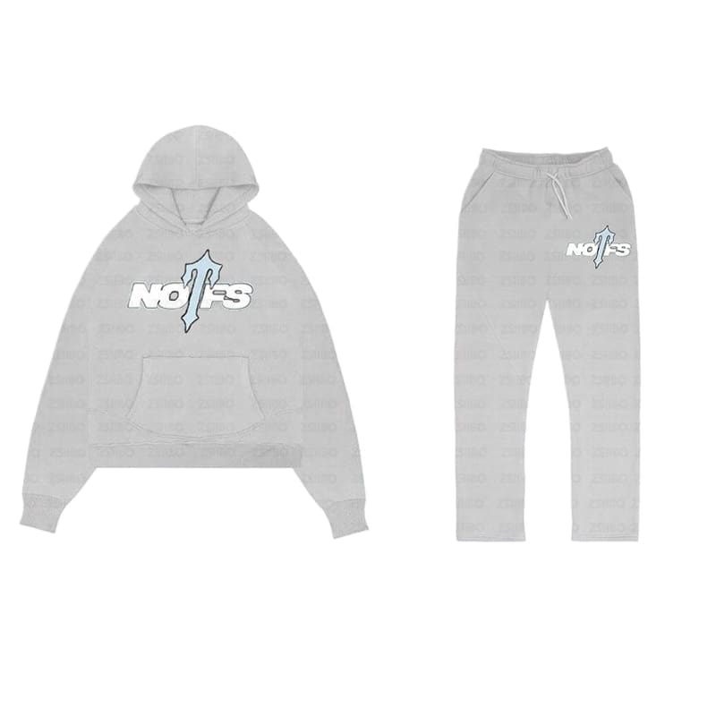 NOFS Printed Sports Suit American Retro Hooded Sweater and Casual Trousers for Men and Women