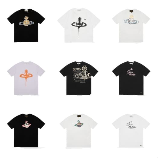 Vivienne Westwood Splash-Ink Embroidered Star Print Round Neck T-Shirt Half Sleeve