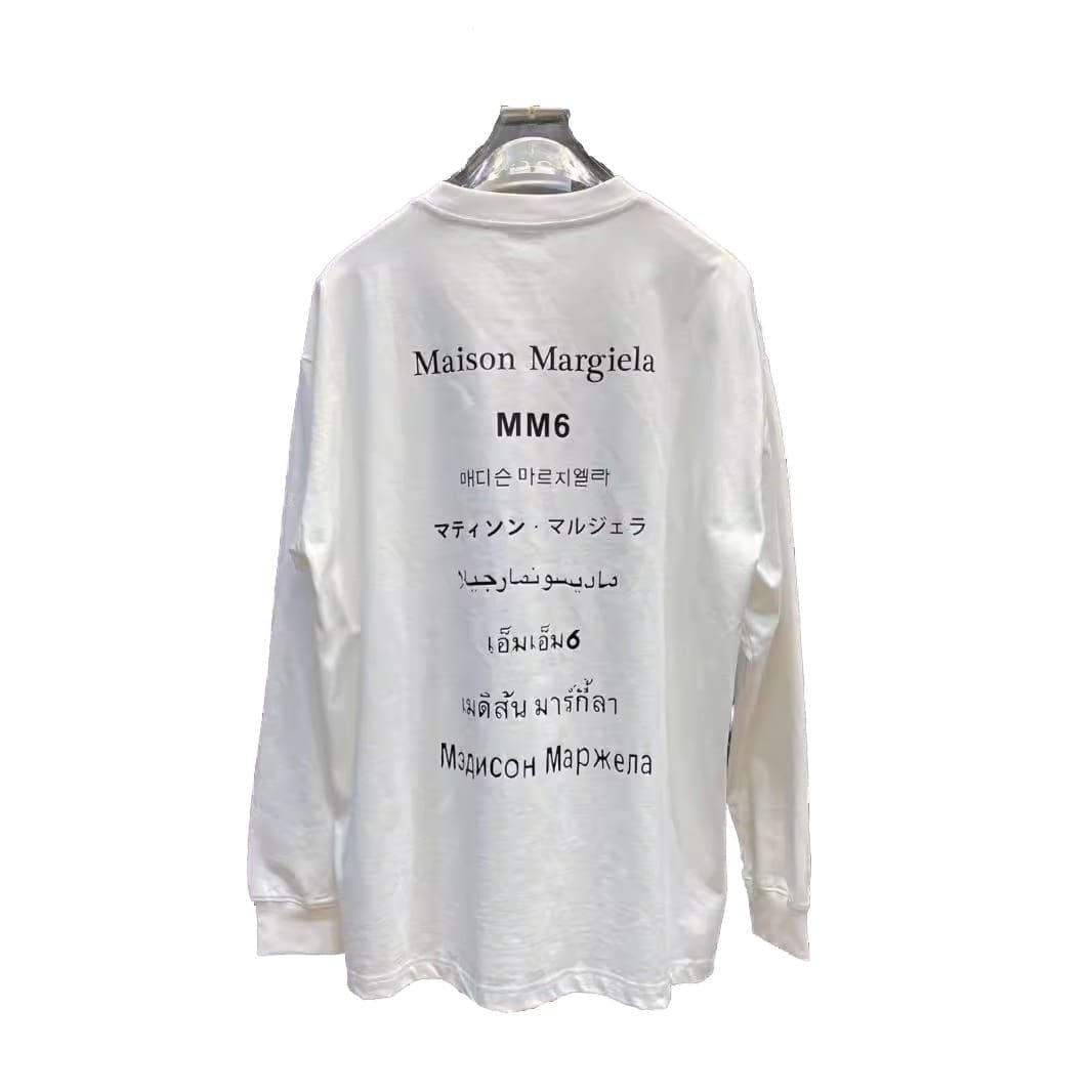 ma*s*n Ma*i*la mm6 heavy weight letter print long sleeve t-shirt for men