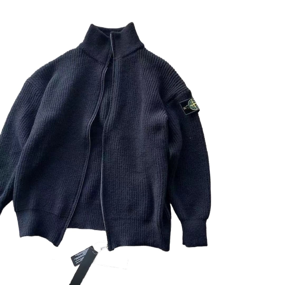 stone island knitted sweater zipper cardigan outerwear same earrings for couple casual all-matching fashion tide island